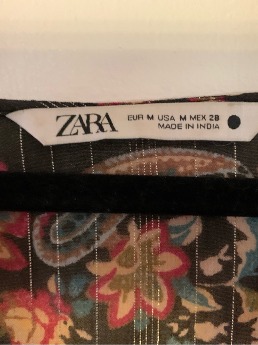 Zara Black Floral Paisley Mini Dress with Multicolor Accents - Picture 3 of 3